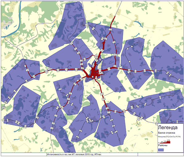 Картограмма распределения интенсивности движения муниципального района