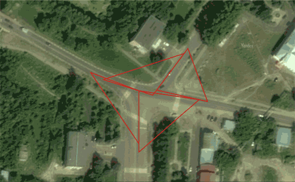 Треугольники видимости на проблемном перекрестке городского округа