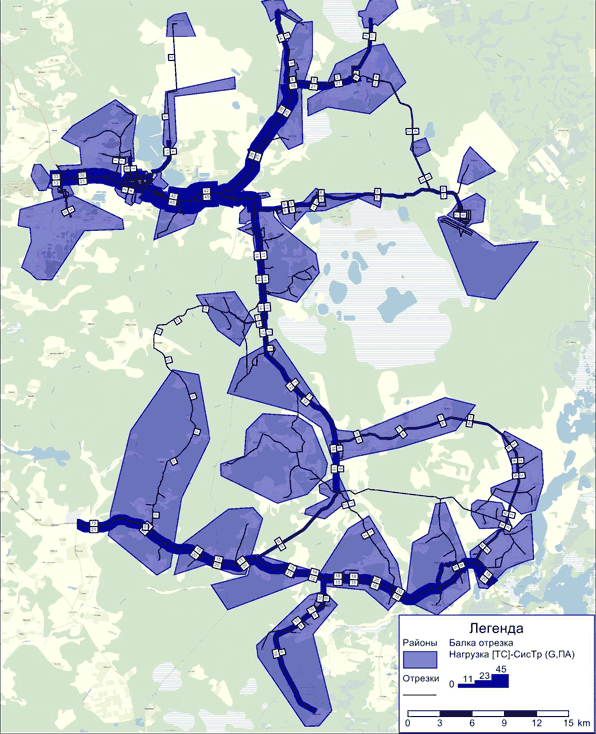 КСОДД - распределение интенсивности грузовых транспортных потоков муниципального района (основная схема)