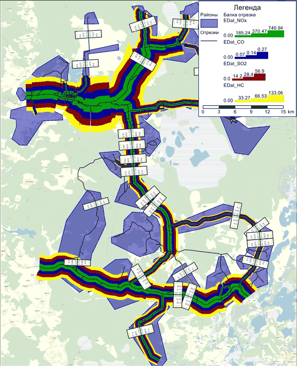 КСОДД - схема распределения загрязняющих веществ муниципального района